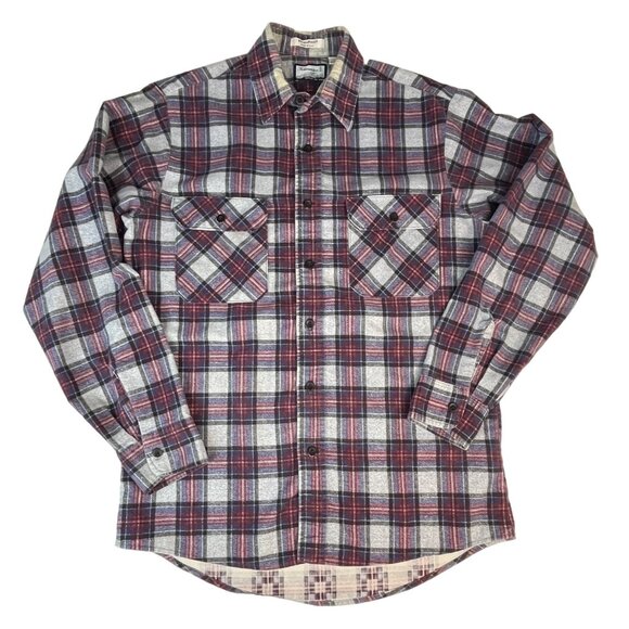 Fieldmaster Perma-Prest Flannel Plaid Button Up Shirt Men's M Red Multi Pockets - Picture 4 of 6